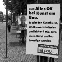 CDU: Alles OK bei Kunst am Bau. Es gibt den Kunstbeirat, Wettbewerbskriterien und bisher 4 Mio. EURO, die in Kunst am Bau investiert wurden.